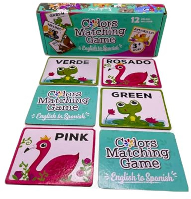 Urban Supply Co English to Spanish Colors Matching Memory Game. ESL and Language Immersion. Early Children's Bilingual Reading. Learn Spanish and English Colors