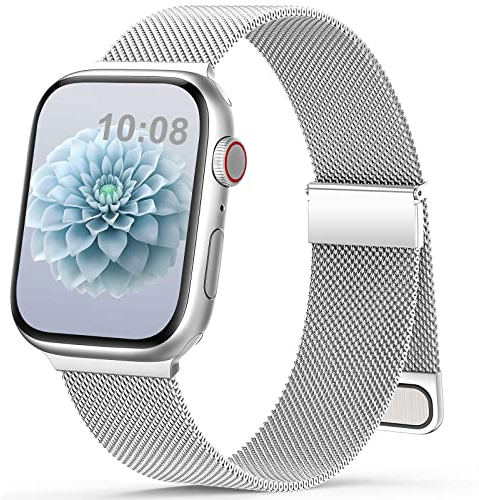 Jiamus Armband Kompatibel mit Apple Watch Armband 40mm 41mm 38mm 42mm(Series10) Magnetisch Metall Edelstahl Ersatzarmband Damen Herren für iWatch SE Ultra Series10 9 8 7 6 5 4 3 2 1