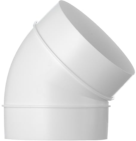 Steinberg14 White Ø 100mm / 4 inch 45 Degree Elbow - PVC Connector for Round Ventilation System - Ventilation Duct, Pipe, Hose, Joint, Tube