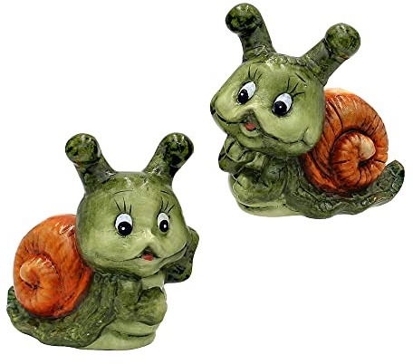 Dekohelden24 Keramik Schnecke/Dekoschnecke, 2er Set, Gartendeko, Maße ca. 12,5 x 8 x 12,5 cm
