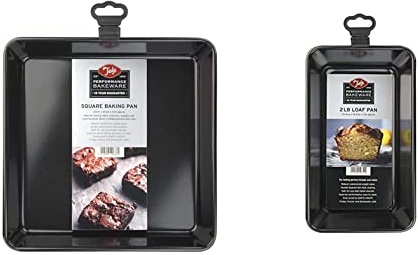 Tala Performance, Square Cake Tin, Professional Gauge Carbon Steel with Eclipse Non-Stick Coating, 23 cm x 23 cm / 9 x 9 Cake Pan & Performance, 2lb Loaf Pan, Professional Gauge Carbon Steel