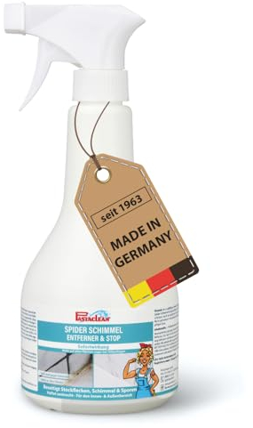 Pastaclean® Schimmelentferner gegen Schimmel für Wand, Bad und Silikonfugen I Chlorhaltiger Anti Schimmelspray gegen Stockflecken u. Schimmelpilz I 500 ml + 1x Schwamm + 1x Sprühkopf
