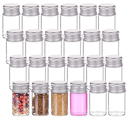 BENECREAT 24-pack 8 ml/miniglas kosmetiska burkar genomskinliga små flaskor tomma glasflaskor med skruvade aluminiumlock för hållförvaring