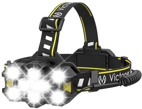 Victoper Head Torch Rechargeable - 2023 Upgraded 11 LED 25000 Lumen Torches LED Super Bright Headlamp 12+12 Modes Waterproof Gesture Sensing Hands-Free Headlight for Camping Running Fishing Hiking