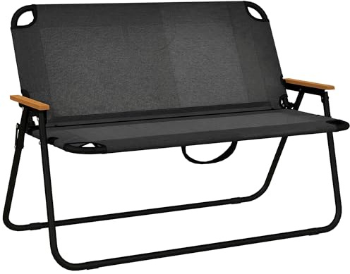 Outsunny Sedia da Campeggio Doppia 2 Posti, Divanetto Pieghevole in Acciaio e Tessuto Oxford Traspirante, 108x65x73 cm, Nero