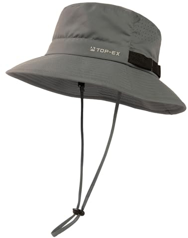 TOP-EX Kühlender Fischerhut Herren Atmungsaktiv SPF Sonnenhut Damen Sommer Outdoor Hut mit Breiter Krempe Faltbar Safari Hut Wanderhut Grau XXL