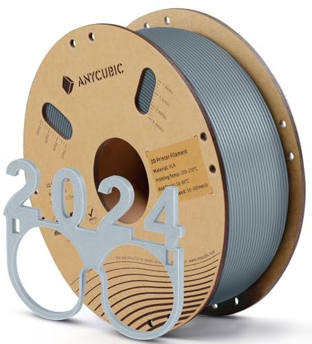 ANYCUBIC PLA Filament 1.75mm 1KG Silber, 3D Drucker Filament, Filament-3D-Druckmaterialien Intelligente Identifikation