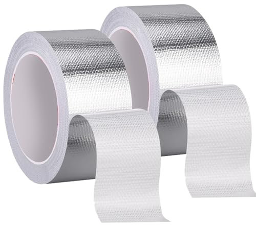 Beekeg 2 Stück 48mm x 10 M aluminium klebeband,ofenrohr alu klebeband,hitzebeständiges Band zum Versiegeln, Reparieren und Isolieren,klebeband hitzebeständig