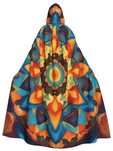 WHJYYXDE Kaleidoskop, Mandala-Druck, hochwertiger Halloween-Kapuzenumhang, geeignet für Cosplay-Kostüme