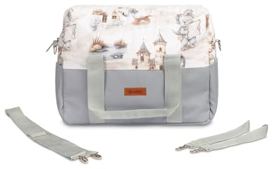 Sensillo - Wickeltasche Kinderwagen - Kinderwagen Organizer - Kinderwagentasche mit Reißverschluss, Kinderwagenbefestigung, mit kurzen Griffen und langem Schulterriemen - 43x30x13 cm - Denim