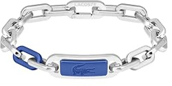 Lacoste Herren Gliederarmband Kollektion CREW aus Edelstahl (Silber oder Gold) mit einer Farbigen Gravierten Plakette