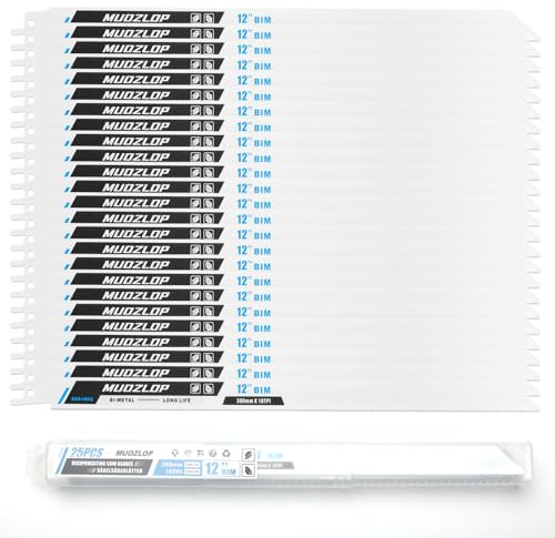 MUOZLOP Lot de 25 lames de scie sabre 300 mm, lame de scie sauteuse 18 TPI, pour scie sabre à métaux (25, 18 TPI, 300 mm)