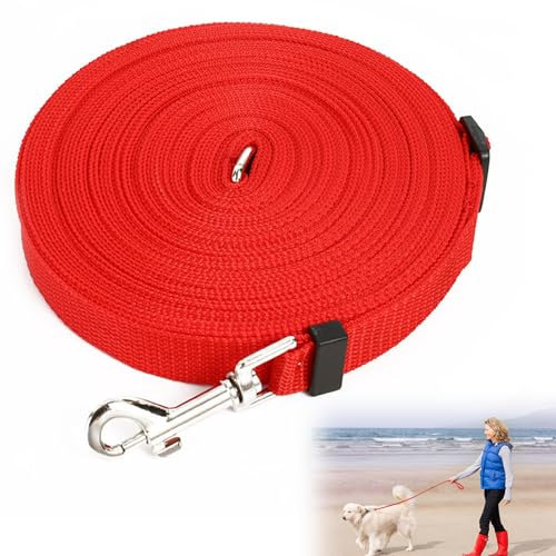 Hurifeng Schleppleine 10m für Hunde – Robuste Hundeleine für Training & Outdoor – PP-Material mit Zinklegierung D-Karabiner – Für Kleine bis Große Hunde (Rot)
