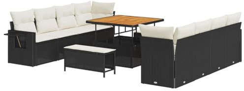 vidaXL Trädgårdsoffset med lagring 11 pcs Svart Poly rattan, Trädgård och Terrass, Modern Uteplats, Hållbar Rattansoffa, Flexibla Moduler, Väderbeständiga Möbler