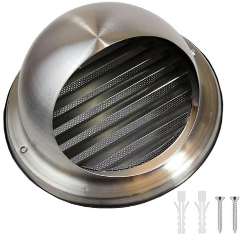 Kåpa For Utsugsventilation I Rostfritt Stål 80 Mm 120 Mm, Rund Fläktkåpa, Luftgallerkåpa For Kök Och Badrum, For Hem, Utomhus, Vägg Och Tak, Utsug(120 mm)