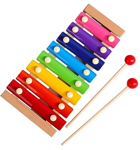 AKLOSIPY S 8 – Buntes Glockenspiel aus Holz mit 2 Schlägeln für Unterhaltsame Musikausbildung und -entwicklung (Kiefernholz)