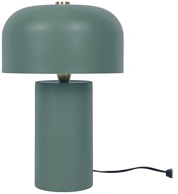 Relaxdays Tischlampe, Pilz Design, Metall, E14, Nachttischlampe mit Kabel, HxD: 40 x 25 cm, Schreibtischlampe, grün