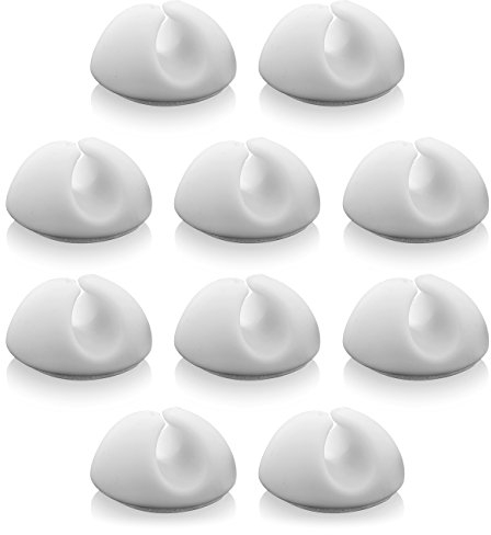 deleyCON 10x Kabel Clips Kabelhalter Kabelführung Kabel Fixierung Kabel Organizer für Kabel bis 8mm Kabelklemmen Kabelbefestigung Kabel Management Weiß