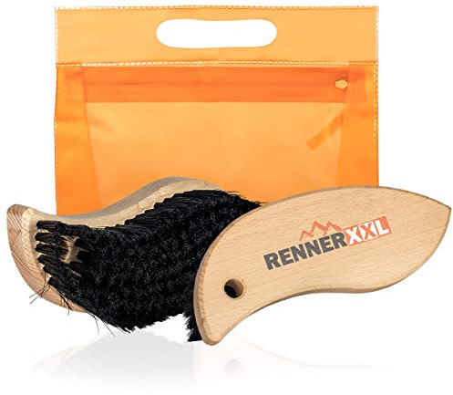 2 Stück Set - Buchenholz Textil + Leder Bürste Schuhbürsten mit Naturborsten - für die Reinigung oder Politur