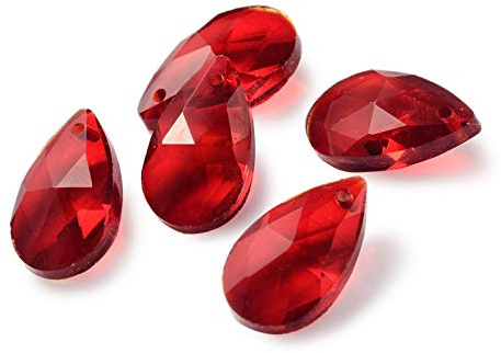 Beadthoven Glasperlen in Tropfenform, rot, facettiert, Kristallperlen, oben gebohrt, baumelnde Anhänger für Jwewelry Herstellung, Kronleuchter, Heimdekoration, Loch: 1 mm, 100 Stück
