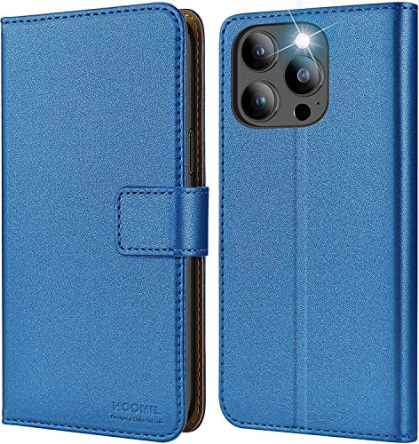 HOOMIL Handyhülle für iPhone 13 Pro Max, Premium Leder Klappbar Hülle, mit Kartenfach & Standfunktion, Unterstützt Kabelloses Laden - Aurora Blau
