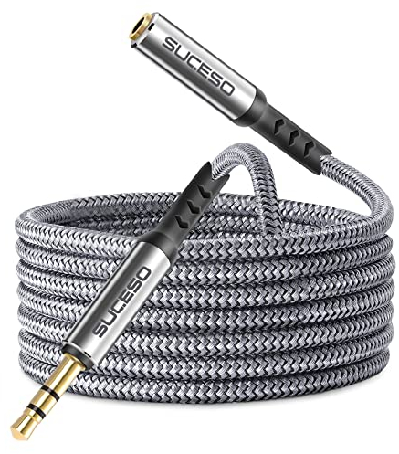 SUCESO Headphone Extension Cable 5M Aux Stereo Jack Lead 3.5mm Male to Female Audio Extension Cable Earphone Cord Compatible With Laptop PC iPhone iPad Tablet Headset TV PS4 MP3 Speaker Smartphone