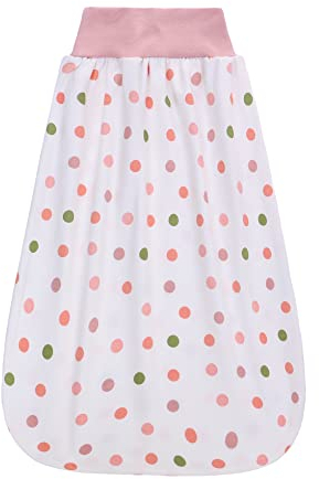 Babyschlafsack 0,5 Tog mit elastischem Bund, Sommer Wickelsack aus Baumwolle, Strampler für Baby Kleinkinder Kinder 0-6 Monate (Bunte Punkte)