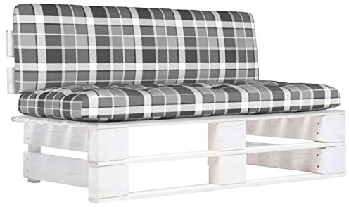 Tidyard Garten Mittelsofa Gartensofa mit Kissen Sofa Lounge Einzelsofa Gartenmöbel Loungesofa Weiß Imprägniertes Kiefernholz
