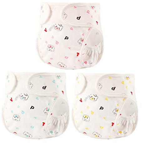 ACMEDE Couches Lavables Bébé, Lot de 3 Couches Réutilisables pour Bébé Fille et Garçon 0-24 Mois