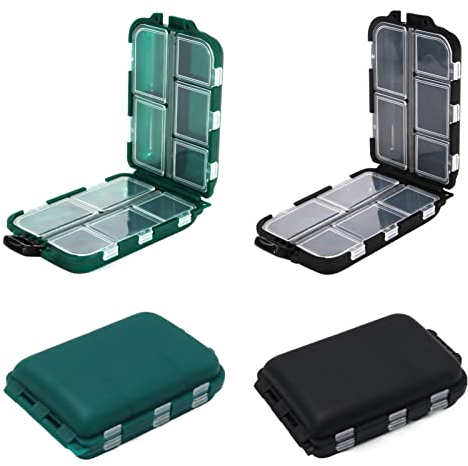 Keboyoe 4 Stück Fishing Tackle Box Small Haken Köder Aufbewahrungsbox Angelbox Köderbehälter Klein Angelköder Boxen Doppelschicht Aufbewahrung 10 Fächer for Angelzubehör