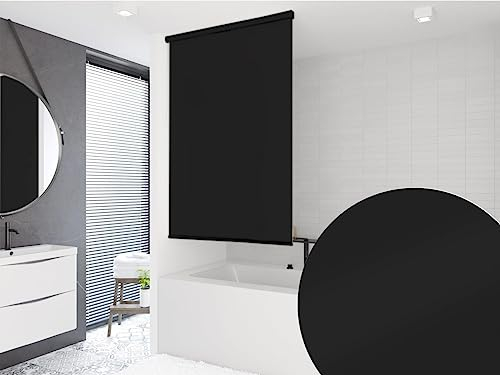probath HALB Kassetten DUSCHROLLO Modell Uni SCHWARZ 7 Breiten ZUR Wahl (80x240 cm)