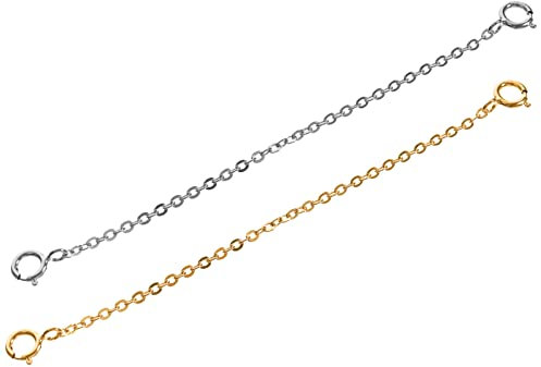 NUOBESTY 2pcs Sterling Silver Extension Chain DIY Bracelet Chain Extenders for Necklaces Charm Bracelet Accessories Jewelry Making Material