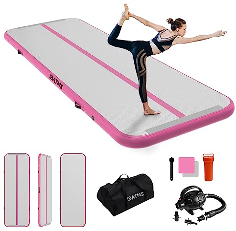Aufblasbare Tumbling Matte,Air Matte Tumble Track Turnmatte Gymnastikmatte mit Luftpumpe für Zuhauseg/Taumel/Cheerleading/Wasser