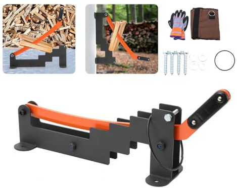 ECUTEE Holzspalter Manuell Wandhalterung Brennholz Spalter für Holz Brennholz Anfeuerholz, Anzündspalter Spanmesser Handholzspalter Holz Spalten Werkzeug w/Handschuh für Camping Picknick Gartenhaus