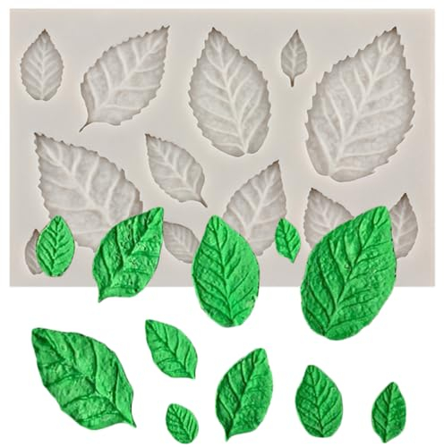 MINFEIDMS Rose Blume Blatt Silikonform Blätter Fondant Formen für Kuchen Dekorieren Zuckerhandwerk Schokolade Cupcake Topper Candy Gum Paste Polymer Clay