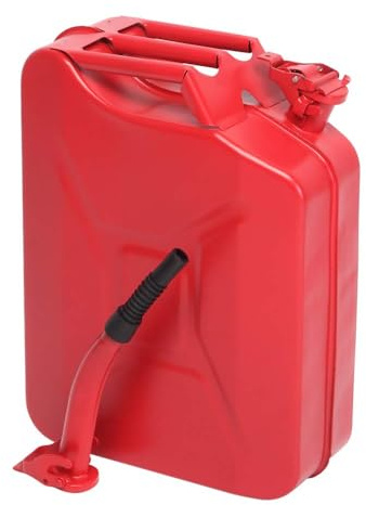 Bonnlo Bidon pour carburant en métal 20L avec bec verseur, bidon étanche carré en métal pour essence avec bec verseur, accessoire d'automobiles (rouge, 1 bidon 20L-Type 1)