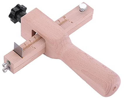 Wooden Leather Strap Cutter Adjustable Cutting Tool with 5 Blades for Belt Making DIY Hand Craft