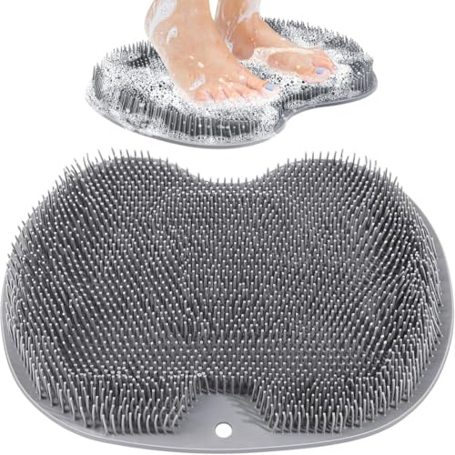Rutschfestes Silikon Massagepad, Massagegerät Dusche mit Saugnapf, Fußmassagegerät und Rückenschrubber Wand, Massager-Reiniger, Fußwäscher für Reinigung reib,Reinigt, Peeling