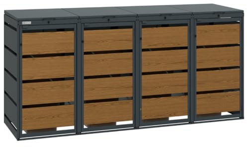 Golden Oak | 4er Mülltonnenbox für Mülltonnen bis 120 Liter | Mülltonnenverkleidung | Mülltonnenhaus | Box für Mülltonnen | Mülltonnenunterstand