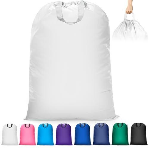 Isink Extra Large Heavy Duty Laundry Bag - 28 x 40, Travel Laundry Bag for Dirty Clothes, Camping (White)