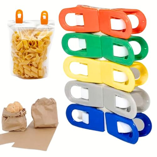 Pacco 16 Pinze Chiudi Pacco a Clip Alta Qualità, Sacchetti Buste Pacchetti Alimentari Conserva Cibi Freschi Chiusura No Umidità Farfalline Mollette Plastica Cucina Casalinghi (MULTICOLOR)