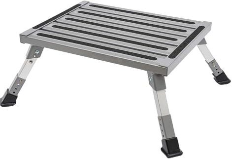 Sgabello per camper a 4 livelli, regolabile in altezza, max. 22,5 cm, pieghevole, con 1 gradino, antiscivolo, per campeggio, fino a 150 kg, antiscivolo, in alluminio, 61,5 x 51,5 x 22,5 cm