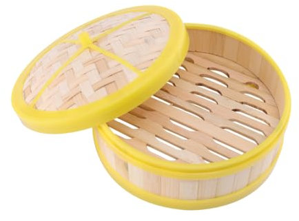 PartyKindom 1set Per Cottura Vapore Bambù Con Coperchio Vaporiera Singola Per Dim Sum Ravioli e Verdure Struttura Resistente Per Maggiore Stabilità e Praticità Cucina