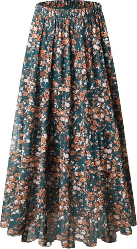 Genfien Eleganta damkjolar med hög midja lång chiffong kjol med bohemiskt sommarfoder, M