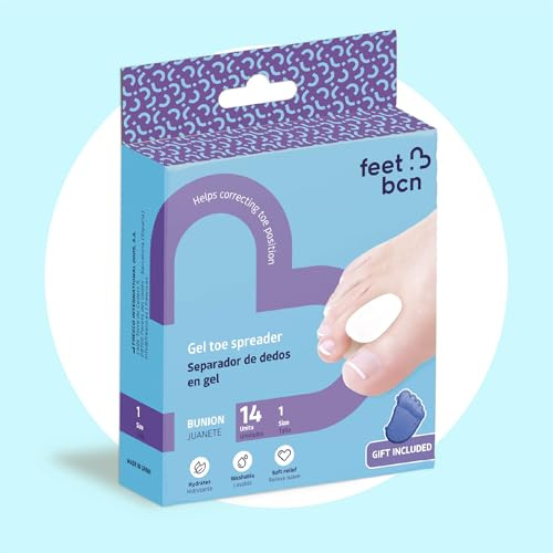 feet bcn SEPARADOR DEDOS PIE GEL TERAPÉUTICO Pack 14 Unidades + Estuche, corrector de dedos superpuestos y alivio de juanetes