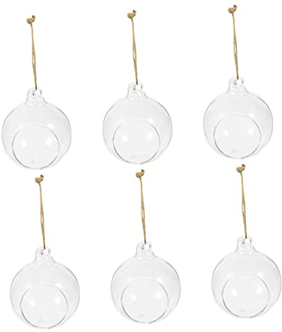 SEWOART Contenedor De Micropaisaje Colgante De Vidrio Transparente 6 Cm para Jardín Interior y Exterior, 6 Piezas, Soporte Decorativo para Plantas Hidropónicas y Candelabros