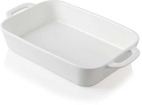 Sweejar Home Ceramic Bakeware Set, 9x13 In Rectangular Baking Dish for Cooking, Kitchen, Cake Dinner, Banquet and Daily Use, Casserole Dishes for Oven Porcelain Baking Pans(White)