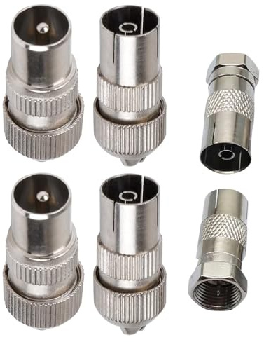 6 PCS Aerial Connectors, 2 Female & 2 Male TV Aerial Coaxial Cable Connectors Adaptor, 2 F Male to TV Female TV Aerial Socket Coax Adapter, Coaxial Connector Coax RF Cable Aerial Plug