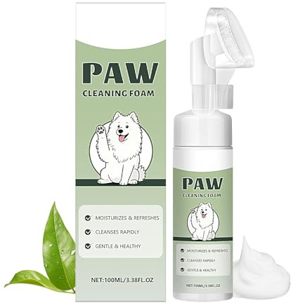 Nettoyeur de Pattes de Chien | Nettoyant Naturel avec Brosse en Silicone, 100 ML en Mousse avec Brosse – pour Chiot, Sale et boueux, Petit, Moyen et Grand Race, Voyage, Promenade en Plein air