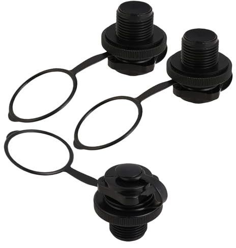 TOYANDONA Válvula de Aire de Tornillo Espiral para Bote Inflable 22 MM Tapón de Aire de Repuesto sin Base Color Negro Pack de 3 Unidades Compatible Kayaks Balsas Piscinas y Colchones